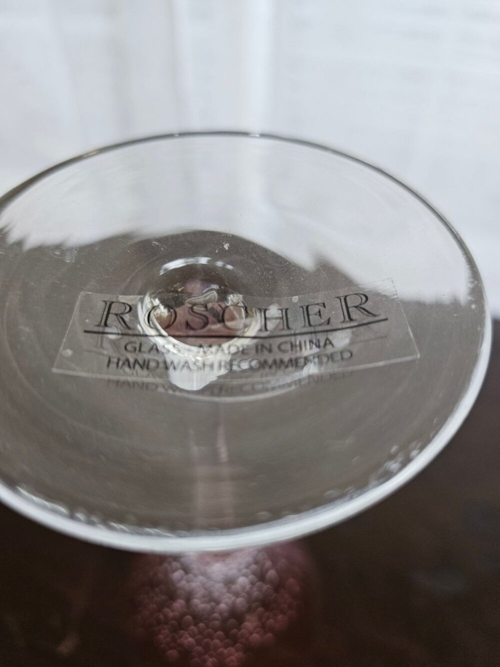 Roscher Pink Bubbles Goblet 9.25" Red Wine Glass Hand-Blown Glassware Delicate D - Picture 4 of 5